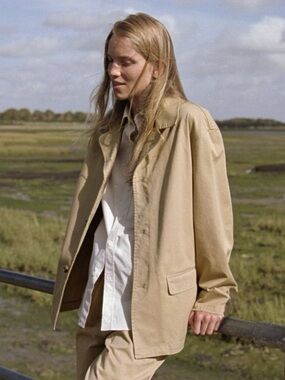 NWT ZARA WASHED TWILL BLAZER ZW COLLECTION LIGHT WHISKEY Jacket. SIZE Small